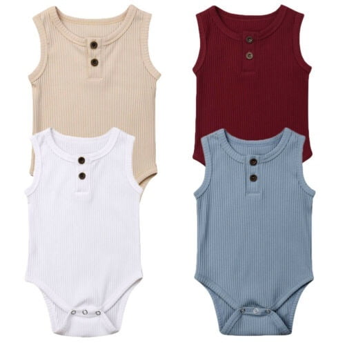 Cute Newborn Baby Boy Girl Cotton Jumpsuit Bodysuit Outfit Summer  Sleeveless Baby Clothes Casual Bodysuits 