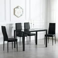 thumbnail image 3 of Ktaxon Modern Dining Table Set for 4, Black Glass Dining Table Set with 4 PU Upholstered Chairs, Rectangle Dining Table with Chairs for Kitchen Breakfast, 3 of 6