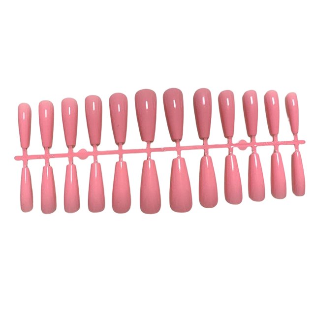 Minnieouse 24 piezas de uñas postizas extra largas de cobertura completa puntas de uñas artificiales estilo simple accesorio para uñas para Arte de uñas rosado