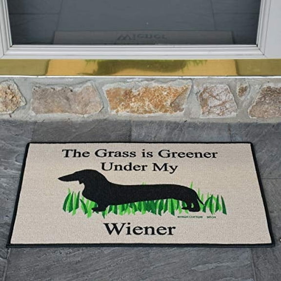 The Grass is Greener Under My Weiner Dachshund Doormat