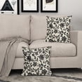 thumbnail image 2 of Black Floral Block Print Pillow Covers 18x18 Set of 2 Vintage Flower Pattern Cream Decorative Throw Pillowcases Outdoor Rustic Farmhouse Square Cushion Cases Decor for Home Couch Sofa Bed, 2 of 7
