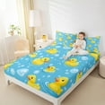 thumbnail image 4 of jejeloiu Cartoon Rubber Duck Twin Sheet Sets,Kawaii Ducks Twin Fitted Sheet,Cute Animal Flat Sheet For Girls Boys,Microfiber Bedroom Decor,3pcs, 4 of 7