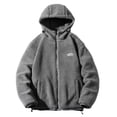 thumbnail image 2 of Pejock Men's Thick Wool Blend Hooded Jacket, Heavy Duty Winter Coat with Zip Pockets, Long Sleeve Warm Parka for Outdoor Casual Wear, 2 of 3