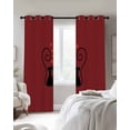 thumbnail image 2 of Valentine's Day Black Out Curtains 54 Inch Long, Short Curtains for Small Window, Cat Red Black Modern Abstract Art Room Darkening Farmhouse Window Curtains for Kitchen Bedroom 42"x54" 2 Panels, 2 of 8