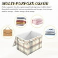 thumbnail image 6 of Yayeee Collapsible Cube Storage Bin with Lid Fabric Closet Decorative Basket with Handles, Beige Plaid Pattern, 6 of 7