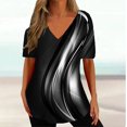 thumbnail image 1 of RWJDXD RWJDXD T-shirt Simple d'Été pour Femmes, Col en V, Manches Courtes, Mode Décontractée, 1 of 7