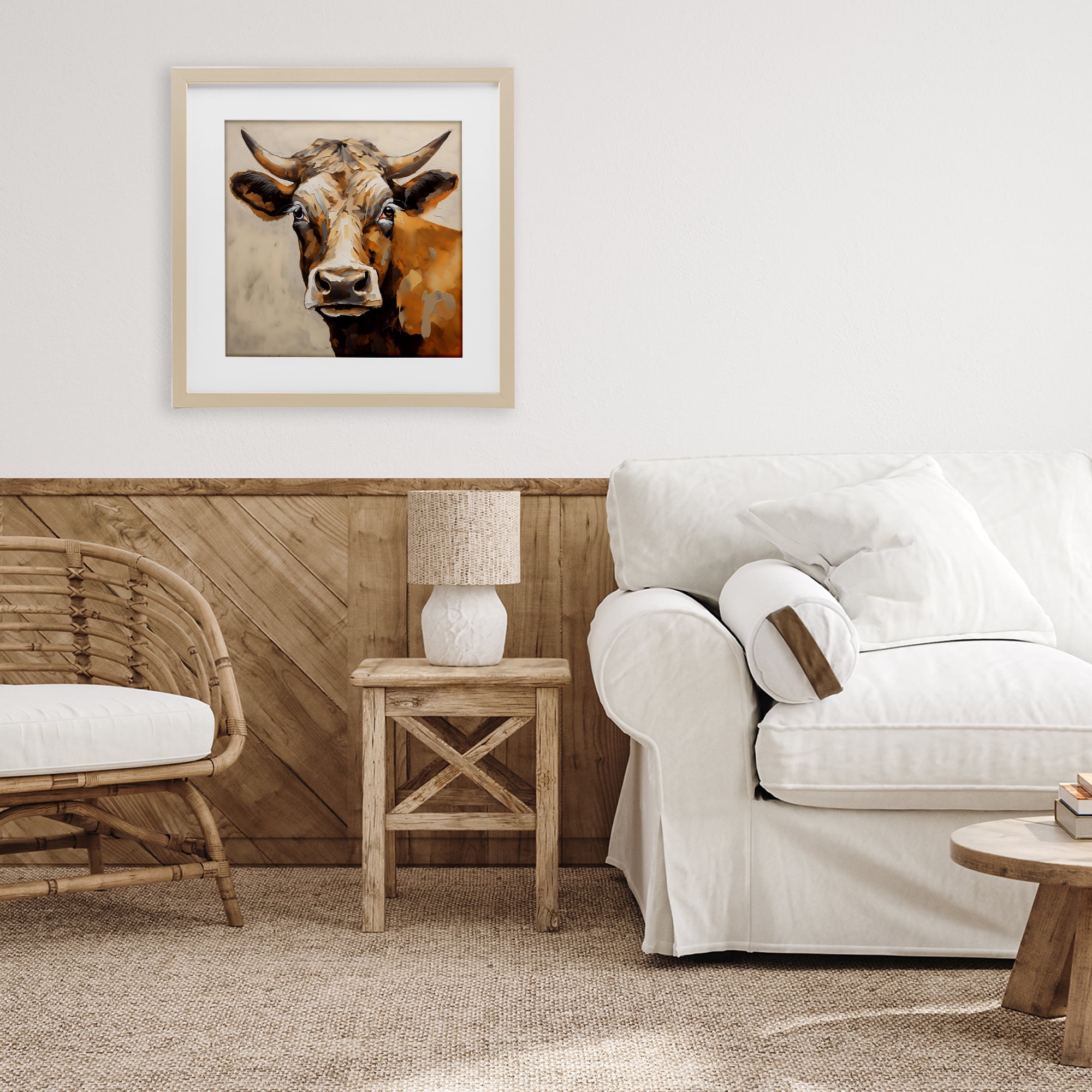 Stupell Industries Beautiful Brown Bovine Birch Framed Print Under Glass, design by Creative Studio