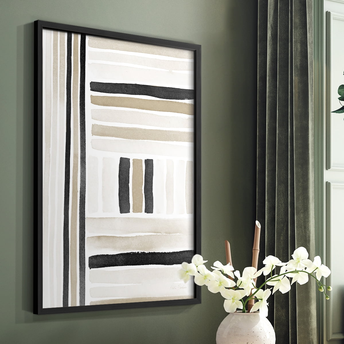 Neutral Lines II in Black Solid Wood 22 x 28 Framed Print