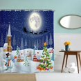 thumbnail image 3 of Goodbath Christmas Shower Curtain, Xmas Trees Winter Landscape Snowman Night Santa Sleight Present Box Waterproof Shower Curtains Bathroom, 72 x 72 Inch, 3 of 6