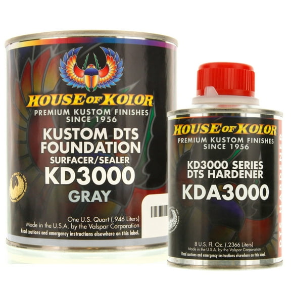 House of Kolor QUART KIT GRAY Color KD3000 DTS Surfacer / Sealer w/ Hardener