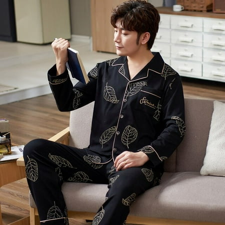

PIKADINGNIS Autumn Winter Mens Cotton Pajamas Button Lapel Sleepwear Simple Pajama Sets Casual Sleep&Lounge Pyjamas 3XL 4XL Male Pijama