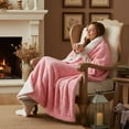 thumbnail image 2 of DaDa Bedding Luxury Blossom Pink Rose Buds Pink Sherpa Backside Faux Fur Throw Blanket (BL-171752), 2 of 10