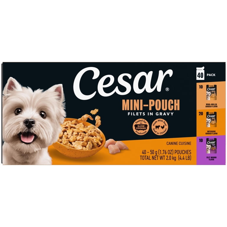 Cesar Filets in Gravy Variety Pack Wet Dog Food, 40 Mini-Pouches photo 1