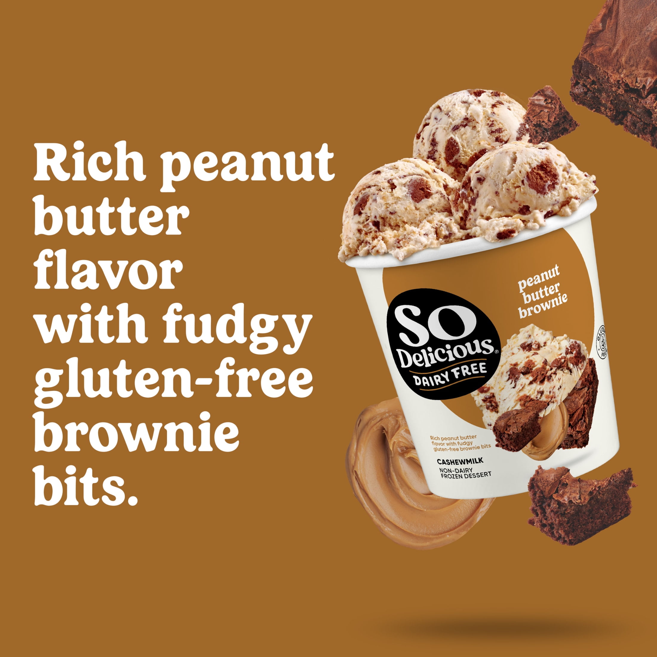 So Delicious Dairy Free Peanut Butter Brownie Cashew Milk Frozen Dessert, 1 Pint