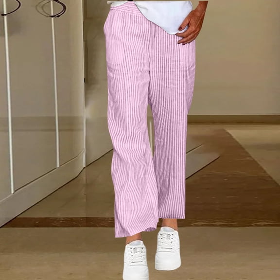 Women's Pants Under $10 High Rise Staright Leg With Pockets Casual Daily Pocket Elastic Waist Loose Fashion Straight Leg Pants