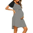 thumbnail image 5 of LEEYNEER Maternity Cotton blends Clothes for Women Short Sleeve Striped Print Nursing Dress for Breastfeeding Pregnancy, 5 of 9