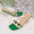 thumbnail image 4 of Xdegoge Womens Clear Heels Sandals Plus Size Open Toe Summer Beach Shoes Transparent Strap Dressy Slippers Strolling Walking Ladies Party Slides, 4 of 9