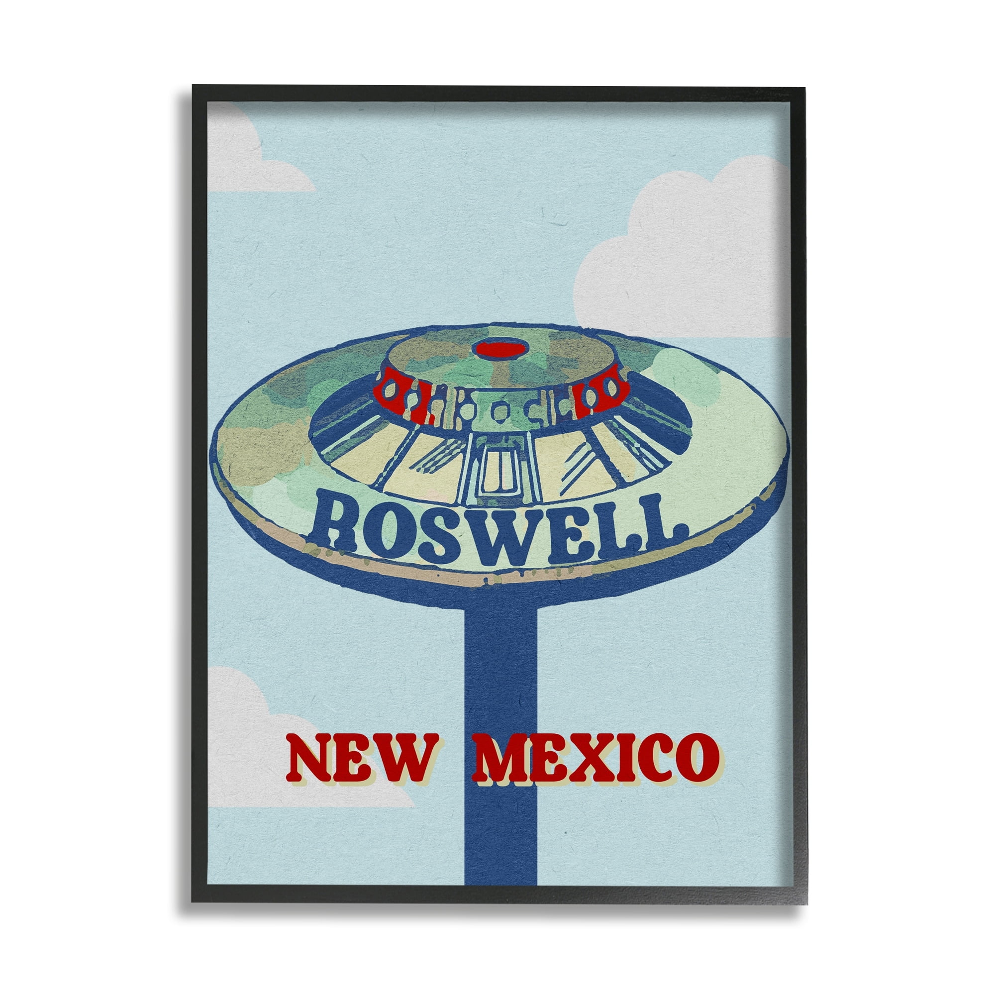 Stupell Industries Roswell New Mexico Vintage UFO Travel & Places Painting White Framed Art Print Wall Art
