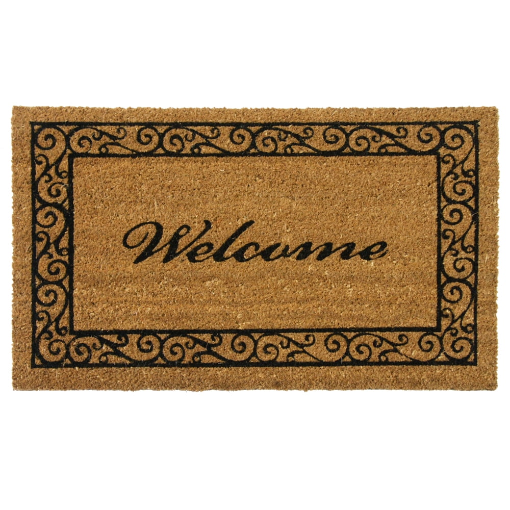 Sheltered Printed Front Door Mat Welcome Coir Coco Fibers Rug 30x Ciment tiles 