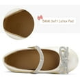 thumbnail image 5 of Kushyshoo Beige Girl's Bow Mary Jane Dress Shoes Ballet Princess Flats with Rhinestone Strap 8M, 5 of 6