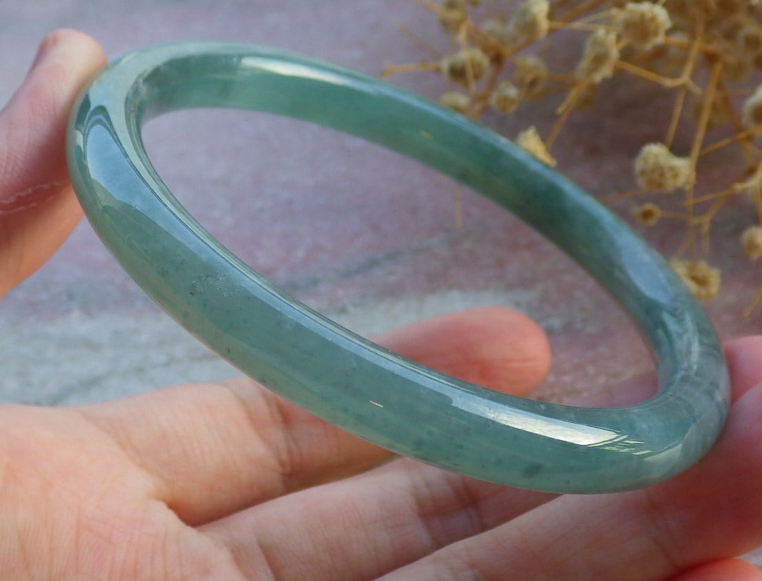 Icy Green Natural A JADE Jadeite Circle Bangle Bracelet 59 mm 680541 TN