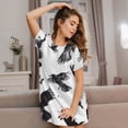thumbnail image 6 of Bixox Monochrome Flying Ravens Pattern Women's Nightgown, Soft & Breathable Sleepwear, Round Neck Knee-Length Pajama Dress,Loungewear for Home & Sleep, 6 of 7
