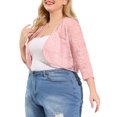 thumbnail image 5 of MODA NOVA Juniors Plus Size Lace Crop Shrug Cardigan Pink 1X, 5 of 6