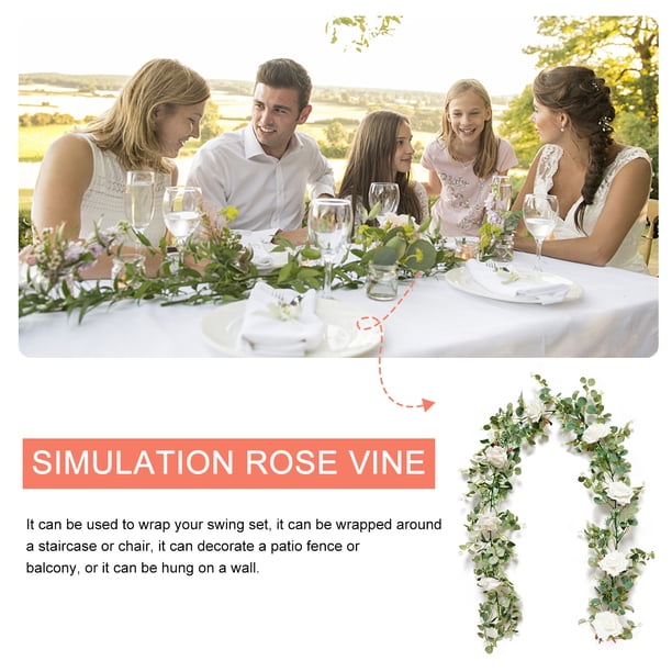 Guirnalda de vid de flores falsasrosa artificial para fiesta de boda (beige de 6.1 pies)