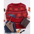 thumbnail image 2 of Cogild Halloween Sweaters for Women Fall Sweater Fair Isle Knit Pumpkin Maple Leaf Pattern Crew Neck Long Sleeve Pullover, 2 of 12
