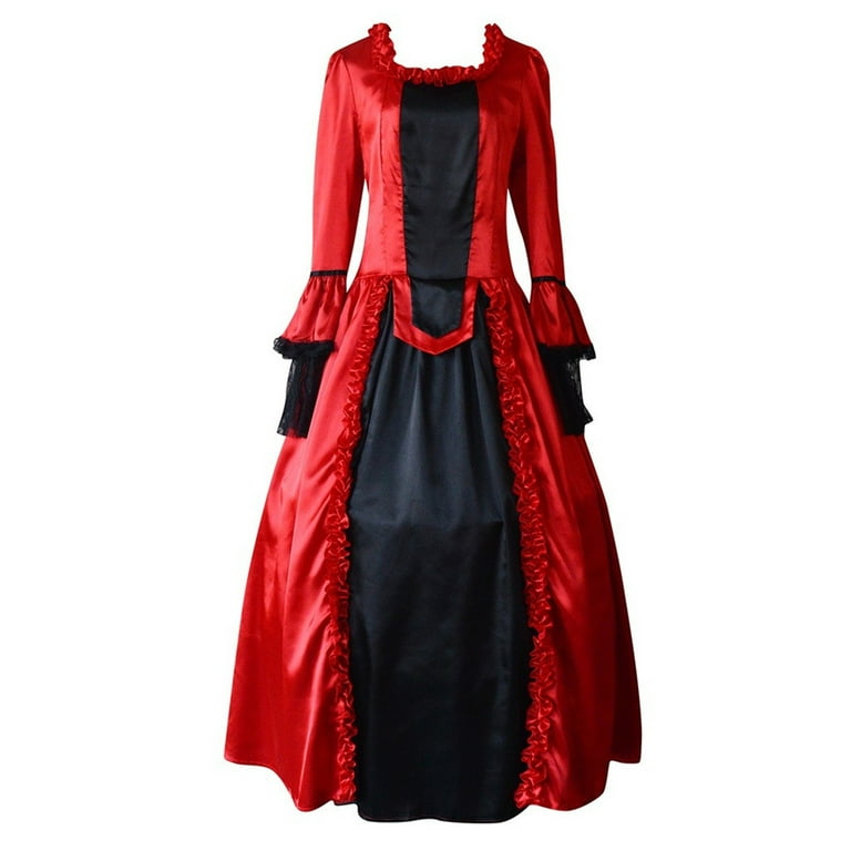 Mrat Women Fall Masquerade Dress Winter Gothic Retro Floral Court Crop Tank Tops Print Ball Gowns Civil War Costumes Gowns Dress 3XL 3X Large