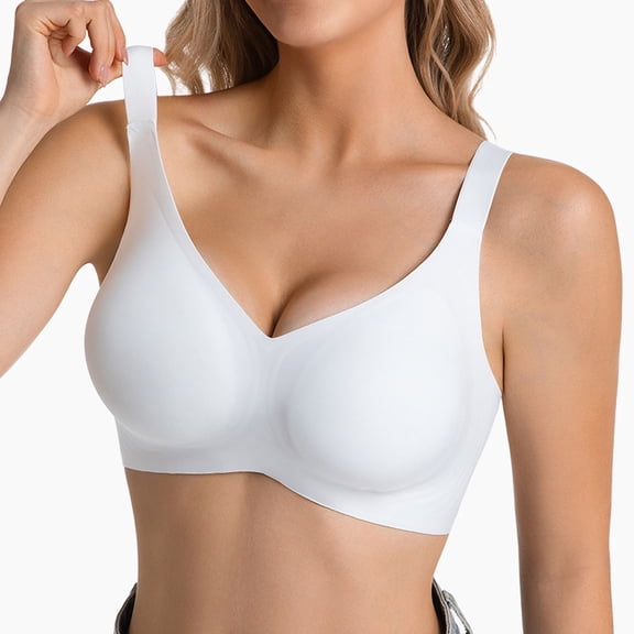 hoksml Seamless Push Up Bra for Women Wireless Comfort Bralette with Wide Adjustable Straps