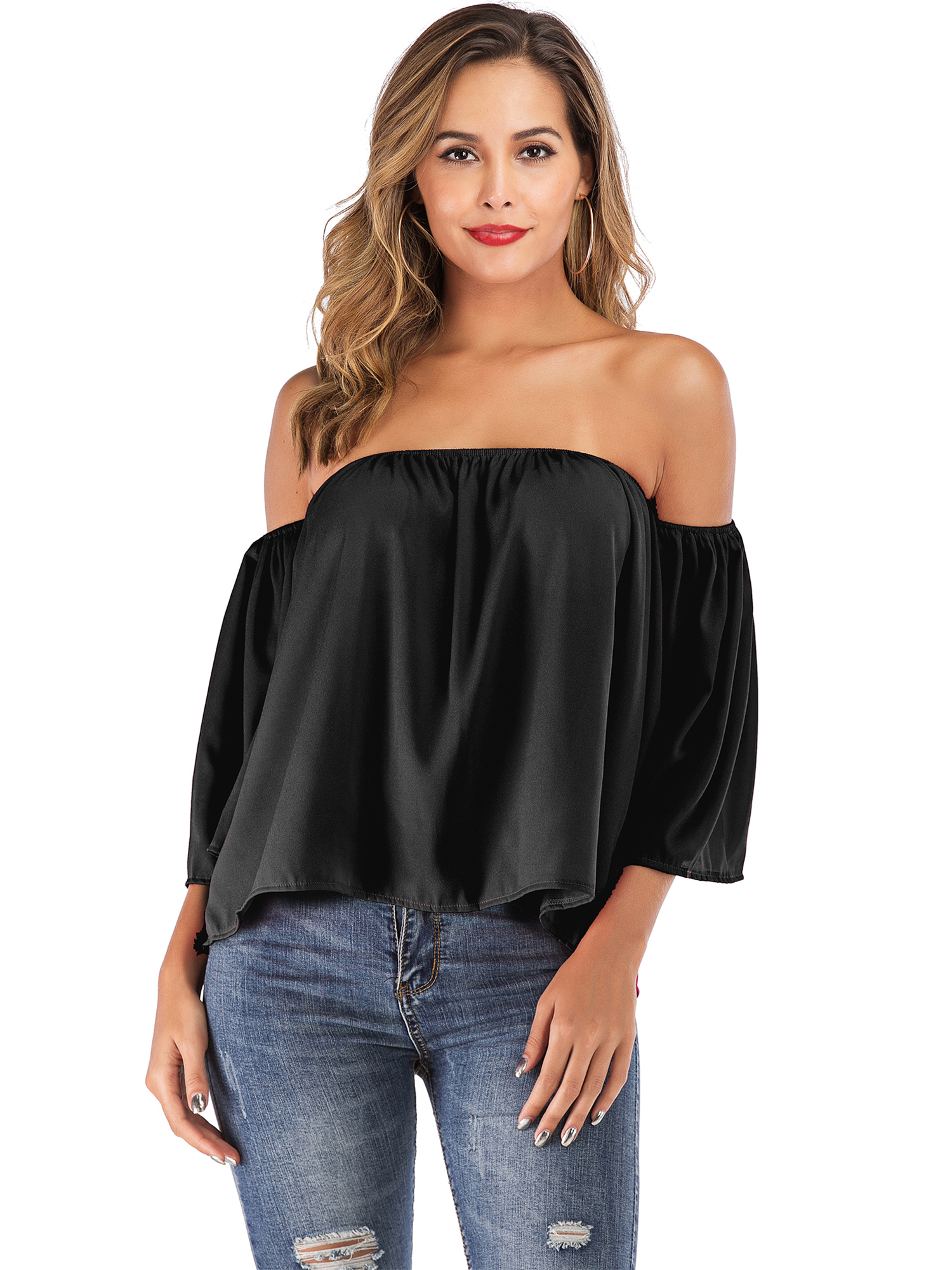 black off the shoulder top walmart