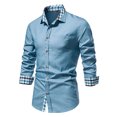 thumbnail image 1 of WREESH Casual Formal Buttoned Long-sleeved Denim Men's Work Shirt, 1 of 1