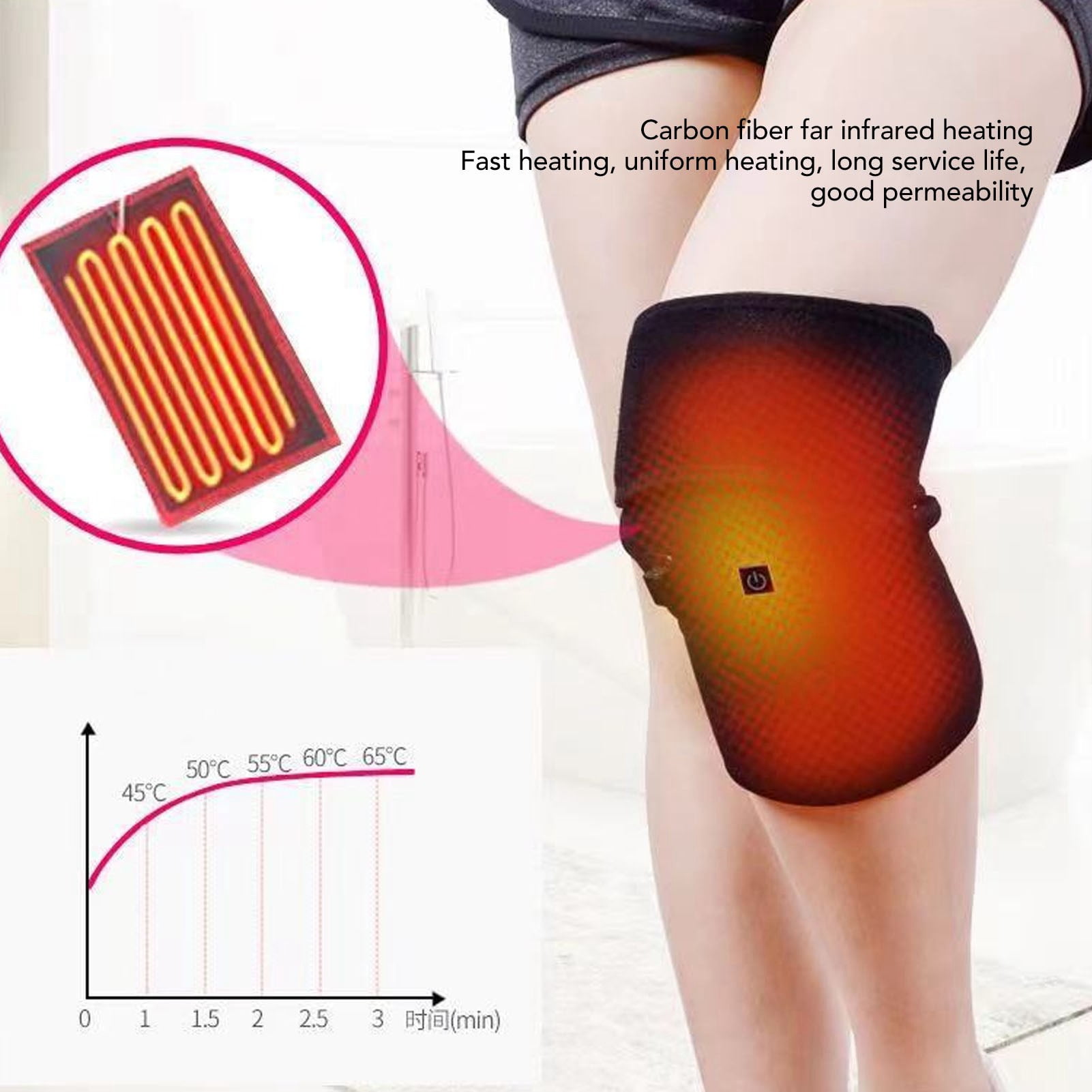 Heated Knee Brace, 2Pcs Cordless Heated Knee Warp Rechargeable Knee Brace Warmer with 3 Heating Levels Heated Knee Pad for Shoulder Elbow Knee