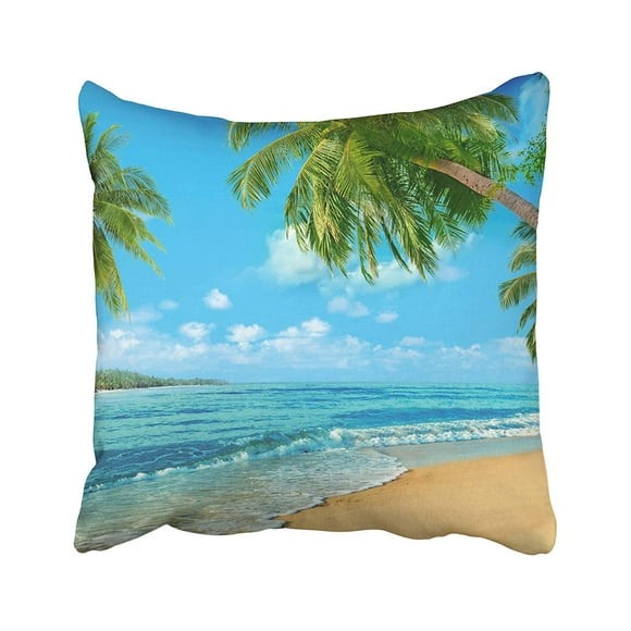 RYLABLUE Ocean Beach Oceanfront Sea Palm Sand Cloud Coast Foam Island Pillowcase Pillow Cushion Cover 16x16 inches