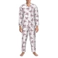 thumbnail image 3 of Fotbe Pink Butterflies (2) Pijama de Hombre con Estampado de Manga Larga, Conjunto de 2 Piezas, Ropa de Dormir Suave y Cómoda con Bolsillos-Large, 3 of 7