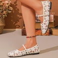 thumbnail image 4 of Miluxas Women's Flower Mesh Ballet Flats Bowknot Square Toe Ballerina Flats Closed Toe Comfortable Casual Work Shoes White 9.5(43), 4 of 8