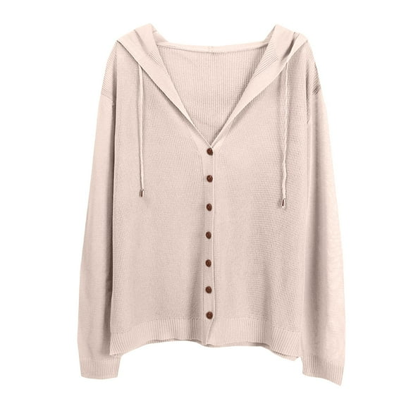 Duoif Lightweight Jacket Women, Women's Thin Knitted Cardigan - Loose Openwork Sun Jacket Jackets for Women Beige L