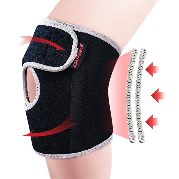 Knee Brace for Women & Men with Side Stabilizers, Knee Pain Relief Dual Patellar Tendon Support Strap, Adjustable Knee Support for Meniscus Tear, Arthritis Pain And ACL & MCL