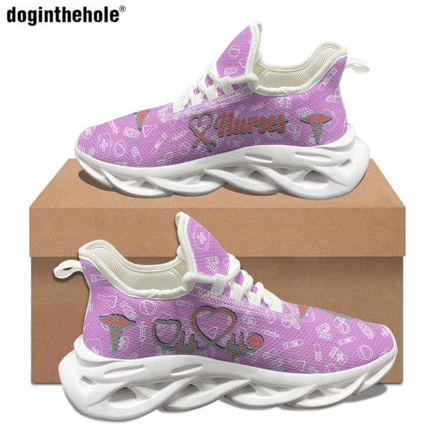 Zapatillas de deporte planas informales de verano para mujer con equipo médico Caduceus, cómodas y transpirables, con suela vulcanizada para correr