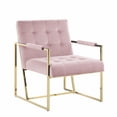 thumbnail image 5 of Luxor Pink Velvet Modern Accent Chair in Gold, 5 of 7