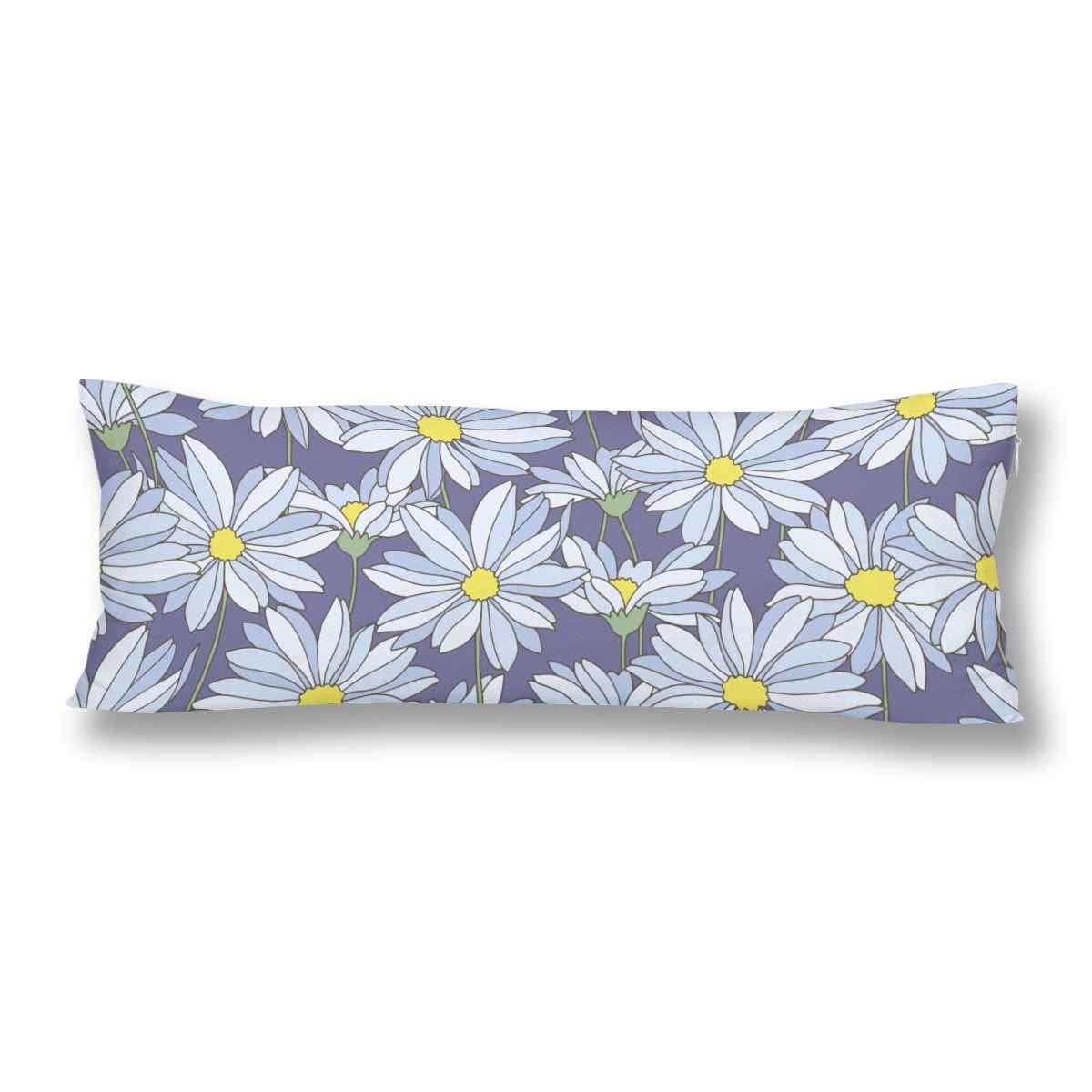 GCKG White Daisy Flower Purple Body Pillow Covers Case Protector 20x60