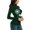 thumbnail image 3 of Long Sleeve Shirts For Women Casual Print Turtleneck Blouse Slim Fit Stretchy Layer Tee Shirts Womens Tops, 3 of 6