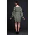 thumbnail image 4 of Bimba Gray Blue Berries & Flowerpecker Bird Women Tunic Top Long Sleeve Button Down Print Short Causal Dress-XXX-Large, 4 of 7