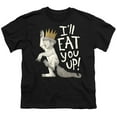 thumbnail image 2 of Where The Wild Things Are Eat You Up Kids T Shirt (X-Large) for Youth Toddler Boys and Girls, Black, 2 of 5