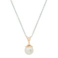 thumbnail image 1 of Dazzlingrock Collection Round 8mm Cultured Freshwater Pearl & White Diamond Solitaire Pendant with 18 inch Silver Chain for Women in 10K Rose Gold (White Diamond 0.03 ctw, Color I-J, Clarity I2-I3), 1 of 6