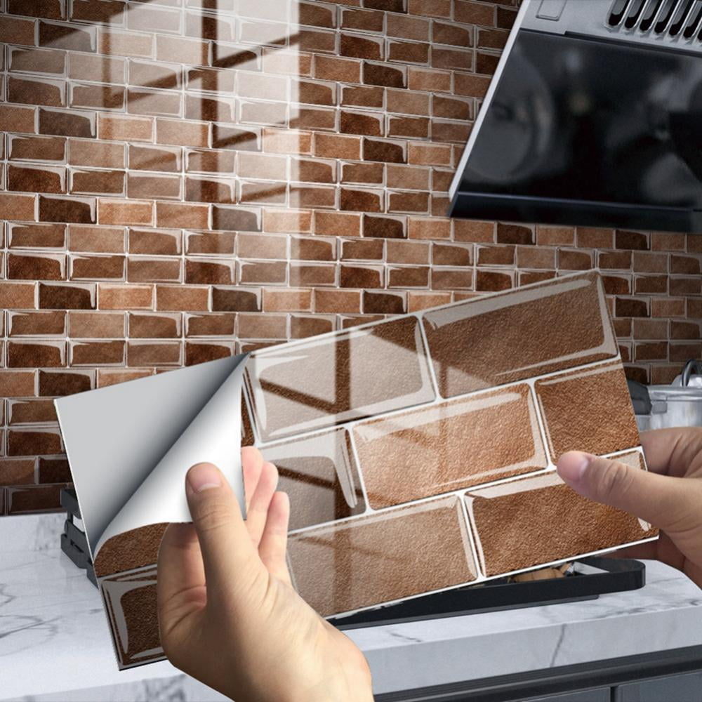 4 Sheets Peel and Stick Kitchen Backsplash Tile Stickers Self Adhesive  Stick on Subway Tile 12 x 6 Bathroom Splashback Water Heat Resistant 3D Wall  Tiles Brown Glossy - Walmart.com