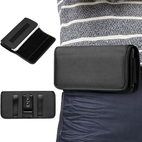 Rugged Nylon Phone Holster with Belt Clip Horizontal Pouch Case for iPhone 17/16/15/14 Pro Max,Samsung Galaxy S25/S24/S23/S22,Moto G,TCL,Pixel & Other Large Smartphones