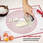 Silicone Pastry Mat - Walfos Non-Stick Baking Mat Fondant Mat with Measurement, Non-Slip Rolling Mat, Perfect for Rolling Dough, Cookie & Baking (23.6 x 15.7, Red)
