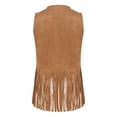 thumbnail image 5 of inhzoy Womens Western Cowgirl Tassels Vest Sleeveless Fringe Waistcoat Brown S, 5 of 8